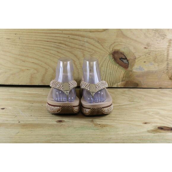 Volatile Sandals Womens Sz 9 Brown Basket Weave Platform Wedge Thong Shoes - Picture 2 of 9